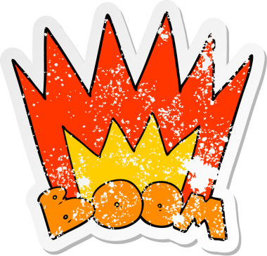 Bir insan tarafından çizilmiş karikatür bumbası çıkartması.