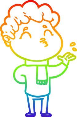 Gökkuşağı gradyan çizgi çizimi bir insan tarafından çizilen bir çizgi film adamı