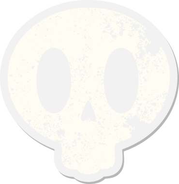 Bir insan tarafından çizilmiş garip kafatası grunge çıkartması.