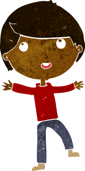 Bir insan tarafından çizilmiş mutlu çocuk çizgi filmi.