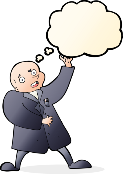 Bir insan tarafından çizilmiş düşünce baloncuğu olan çılgın bilim adamı.