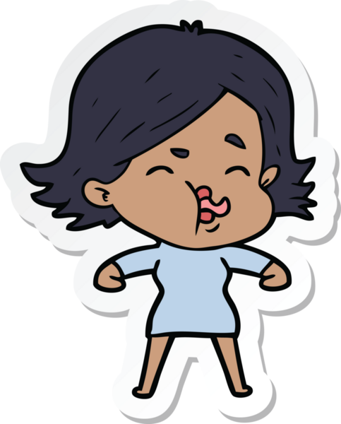 Bir insan tarafından çizilmiş bir karikatür kızının çıkartması.