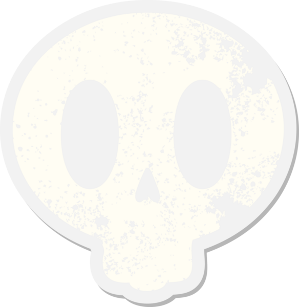 Bir insan tarafından çizilmiş garip kafatası grunge çıkartması.