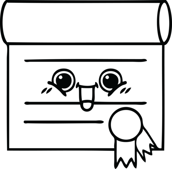 Bir insan tarafından çizilmiş bir sertifikanın çizgi çizimi