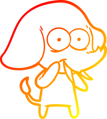 Bir insan tarafından çizilmiş mutlu bir filin sıcak çizgi çizimi