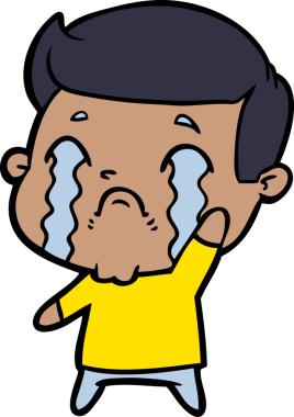 Bir insan tarafından çizilmiş ağlayan çizgi film adamı.