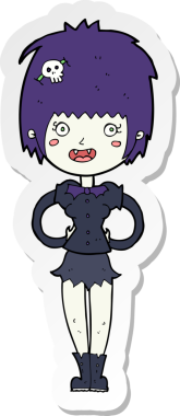 Bir insan tarafından çizilmiş mutlu vampir bir kızın çıkartması.