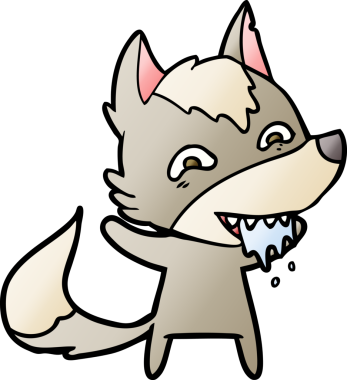 Bir insan tarafından çizilmiş aç kurt çizgi filmi.