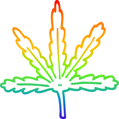 gökkuşağı gradyan çizgisi bir insan tarafından çizilmiş marihuana yaprağının çizimi