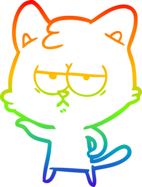 gökkuşağı gradyan çizimi bir insan tarafından çizilmiş sıkılmış çizgi film kedisi
