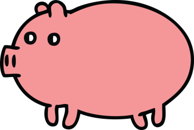 Bir insan tarafından çizilmiş şişman bir domuzun şirin çizgi filmi.