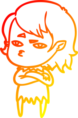 Bir insan tarafından çizilmiş bir vampir kız çizgi çizimi.