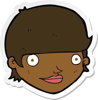 Bir insan tarafından çizilmiş mutlu kadın yüzü çıkartması.