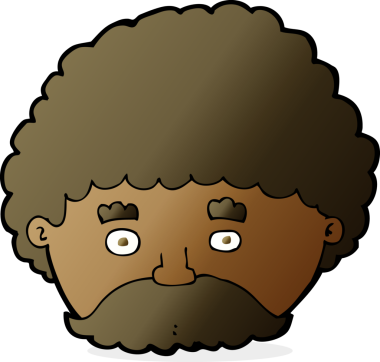 Bir insan tarafından çizilmiş bıyıklı bir çizgi film adamı.