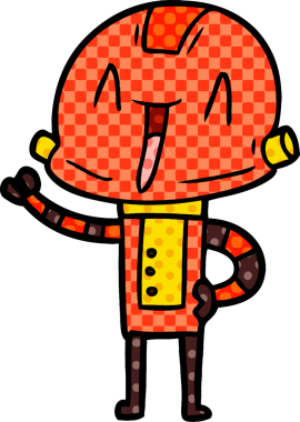 Bir insan tarafından çizilmiş çizgi film robotu