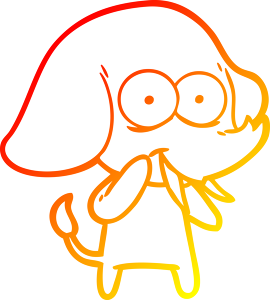 Bir insan tarafından çizilmiş mutlu bir filin sıcak çizgi çizimi