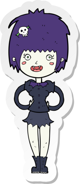 Bir insan tarafından çizilmiş mutlu vampir bir kızın çıkartması.