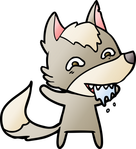 Bir insan tarafından çizilmiş aç kurt çizgi filmi.