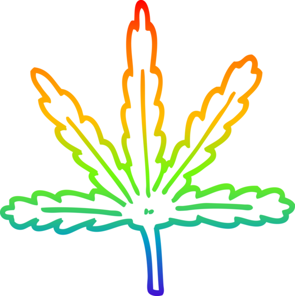 gökkuşağı gradyan çizgisi bir insan tarafından çizilmiş marihuana yaprağının çizimi