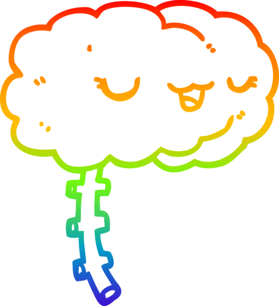 gökkuşağı gradyan çizimi bir insan tarafından çizilmiş mutlu bir çizgi beyin