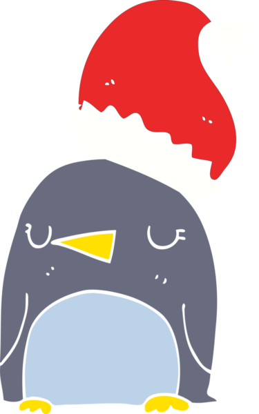 Bir insan tarafından çizilmiş şirin bir Noel pengueni.