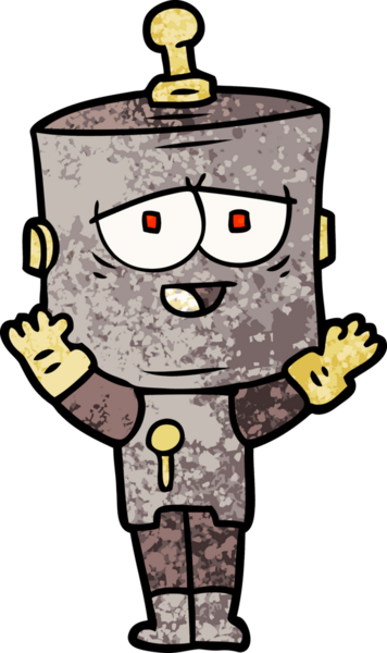 Bir insan tarafından çizilmiş çizgi film robotu