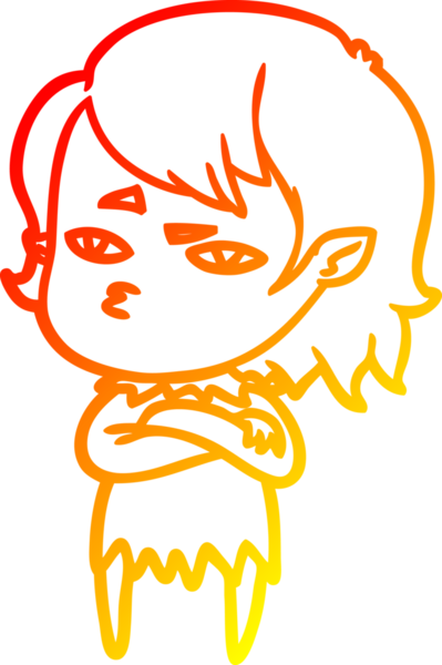 Bir insan tarafından çizilmiş bir vampir kız çizgi çizimi.