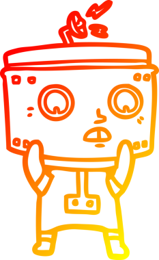 Bir insan tarafından çizilen çizgi film robotunun sıcak çizgi çizimi