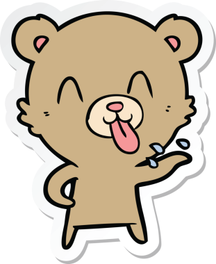 Bir insan tarafından çizilmiş kaba bir çizgi film ayısının çıkartması.