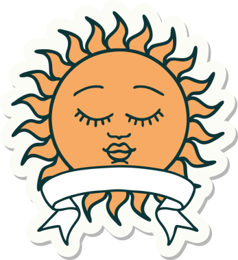 Bir insan tarafından çizilmiş güneş pankartıyla dövme stili.