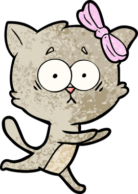 Bir insan tarafından çizilmiş çizgi film kedisi.