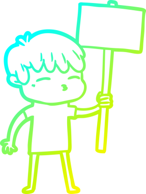 Bir çizgi film karakteri çizen soğuk gradyan bir insan tarafından çizilmiş meraklı çocuk.