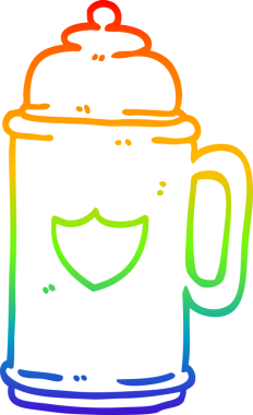 Gökkuşağı gradyanı çizimi Bir insan tarafından çizilmiş altın tankard