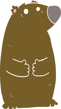 Bir insan tarafından çizilmiş düz renkli çizgi film ayısı