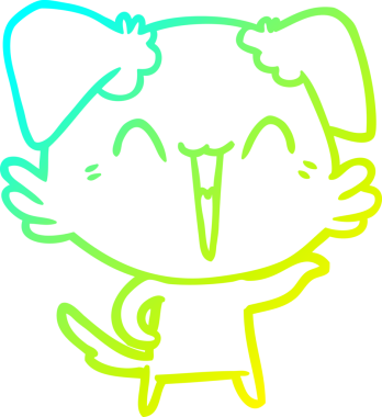 Bir insan tarafından çizilmiş küçük mutlu bir köpek çizgi filmi.