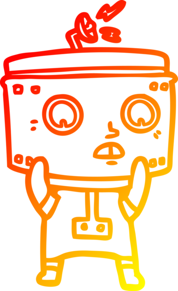 Bir insan tarafından çizilen çizgi film robotunun sıcak çizgi çizimi