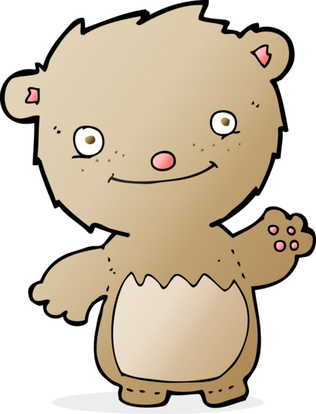 Bir insan tarafından çizilmiş oyuncak ayıyı sallayan çizgi film.