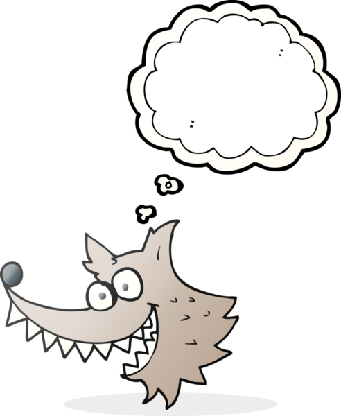 Serbest çizim düşünce balonu çizgi filmi çılgın kurt bir insan tarafından çizildi.