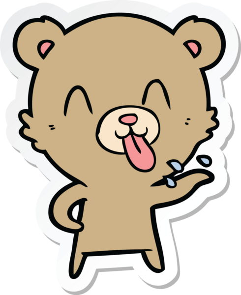 Bir insan tarafından çizilmiş kaba bir çizgi film ayısının çıkartması.