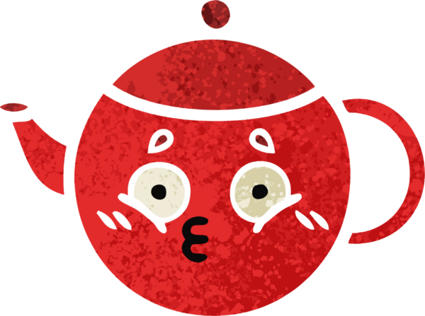 Bir insan tarafından çizilmiş bir çaydanlığın retro çizim tarzı karikatürü