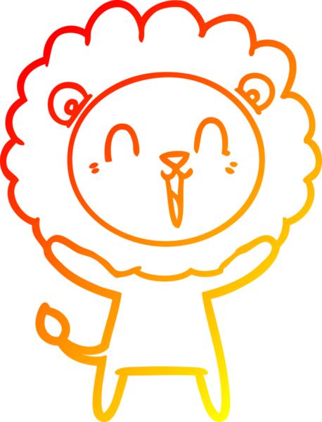 Bir insan tarafından çizilmiş gülen aslan karikatürü.