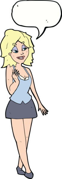 Bir insan tarafından çizilmiş konuşma balonu olan çekici ofis kadını.