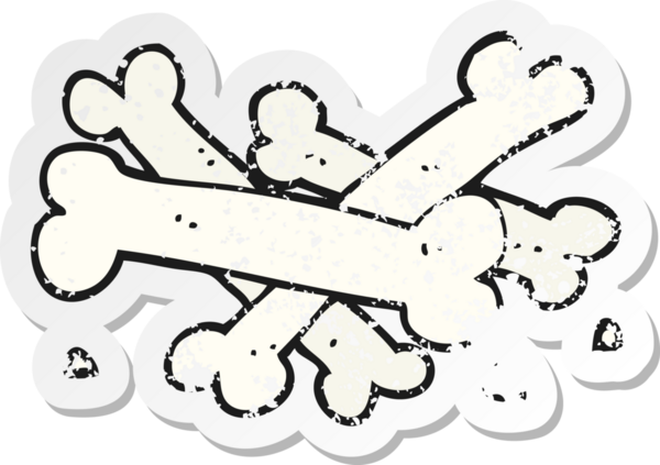 Bir insan tarafından çizilmiş bir karikatür kemik yığınının geriletilmiş yapıştırması.