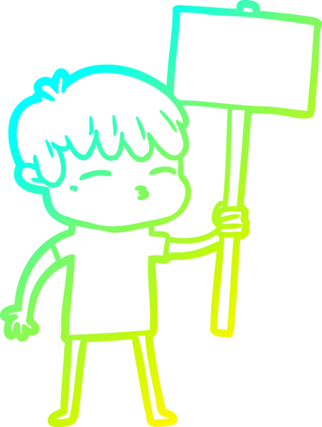 Bir çizgi film karakteri çizen soğuk gradyan bir insan tarafından çizilmiş meraklı çocuk.