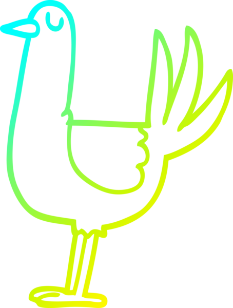 Bir insan tarafından çizilmiş uzun çizgi bir kuşun soğuk gradyan çizimi.