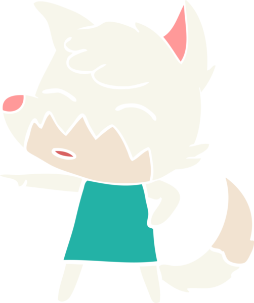 Bir insan tarafından çizilmiş düz renkli tilki çizimi.