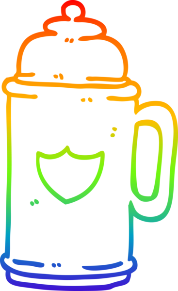 Gökkuşağı gradyanı çizimi Bir insan tarafından çizilmiş altın tankard