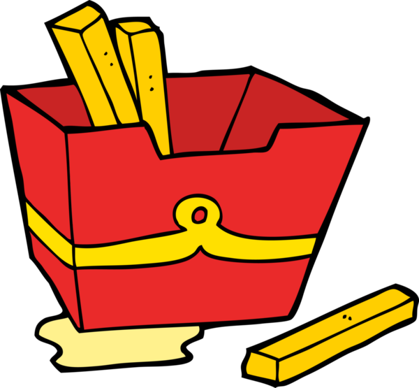 Bir insan tarafından çizilmiş patates kızartması kutusu.