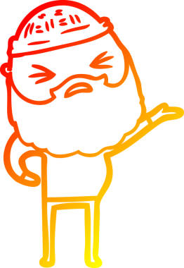 Bir insan tarafından çizilmiş sakallı bir çizgi film karakteri.