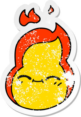 Bir insan tarafından çizilmiş kawaii ateş alevinin serbest sticker 'ı.